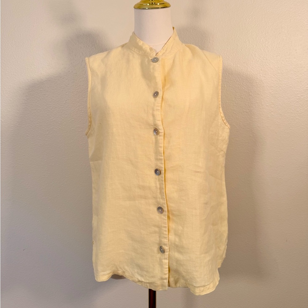 Bryn Walker Butter Yellow Linen Sleeveless Top Women’s Size S